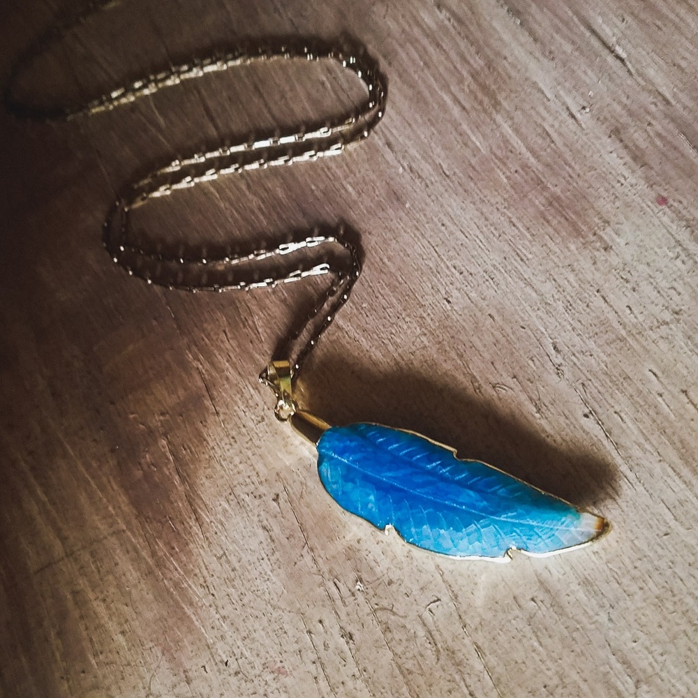 "Words of the Winds"🌬 Agate Feather Necklace